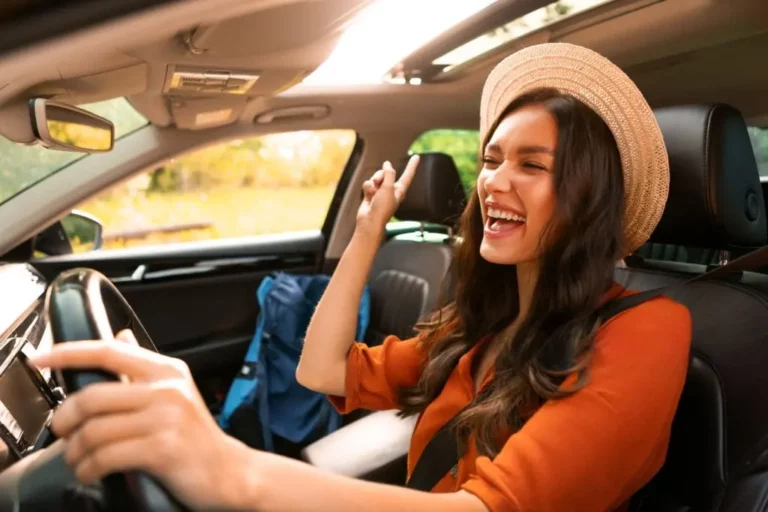 Woman driving a car